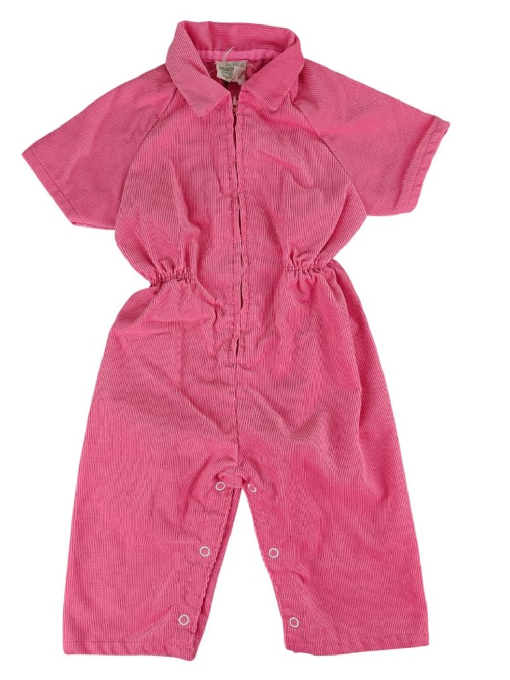 VTG Toddletime Girls Corduroy Pink Jumpsuit Size 1½ Short Sleeve Elastic Waist
